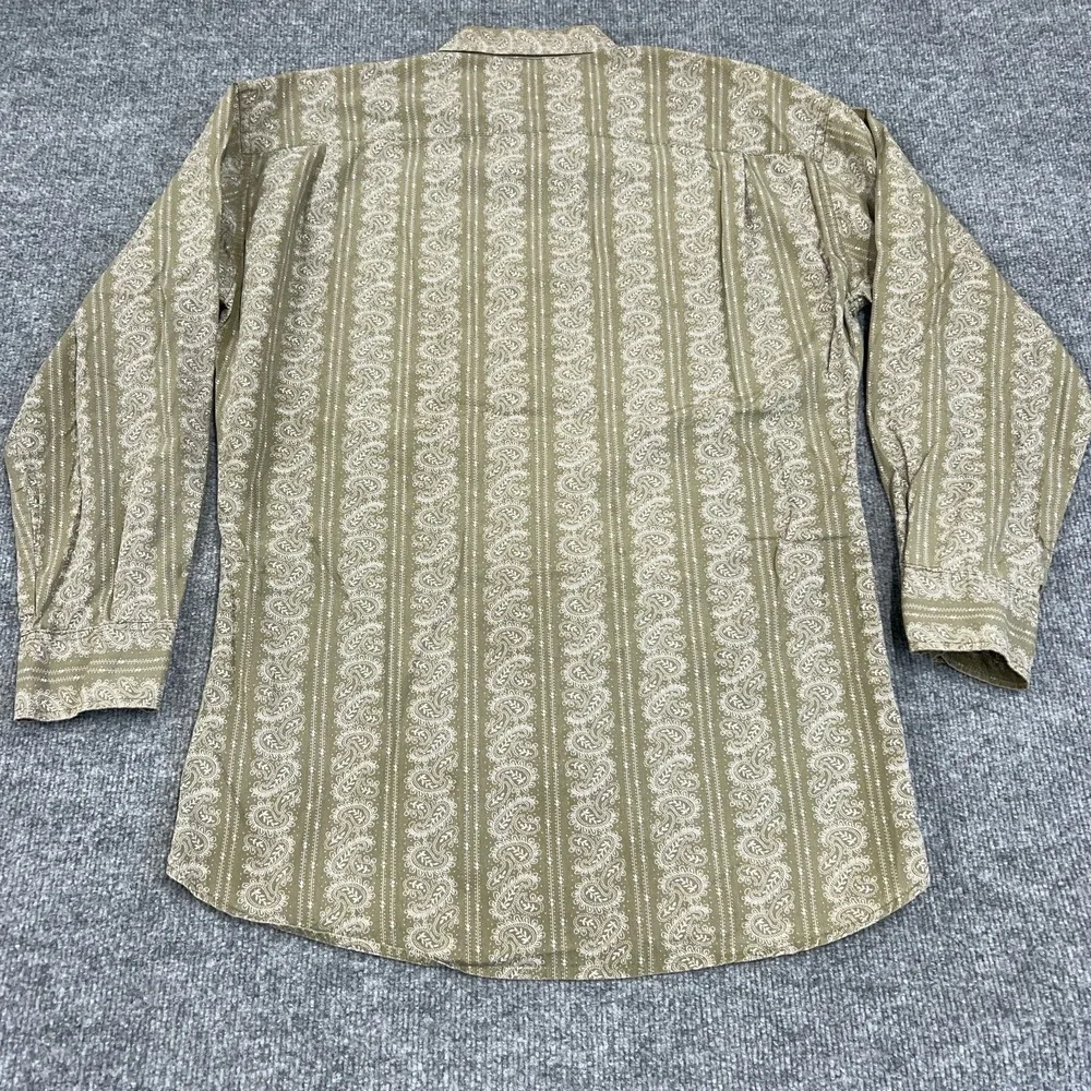 J.CREW Shirt Men XL Green Paisley Print 100% Cotton Casual Long Sleeve Button Up